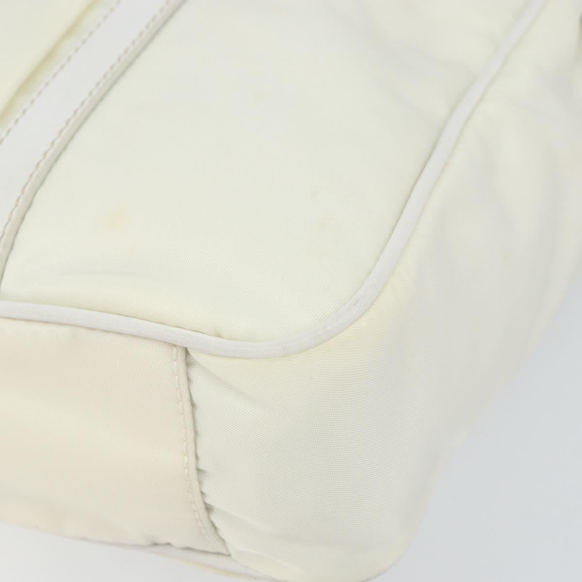 PRADA Hand Bag Nylon 2way White Gold Auth ka1185
