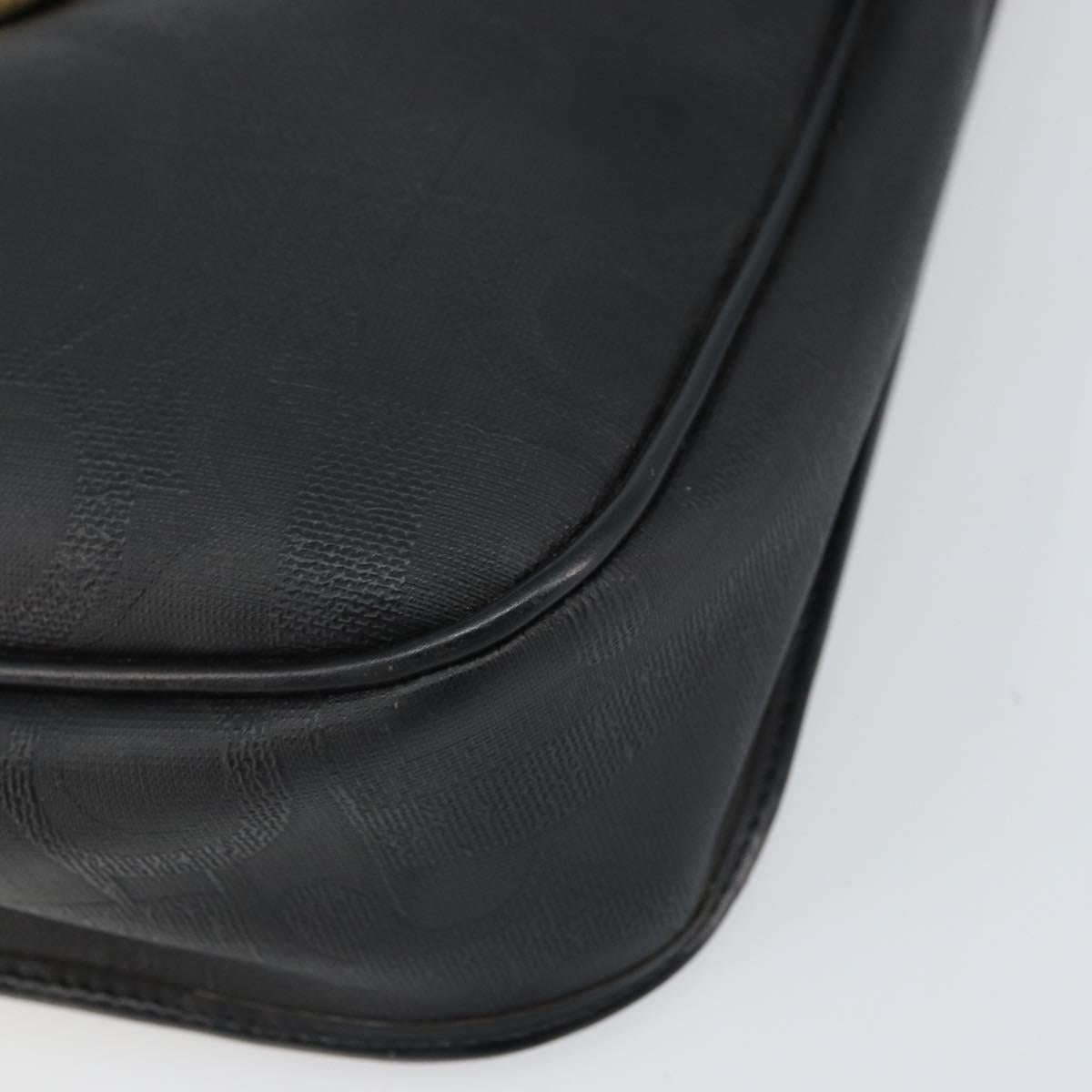 Christian Dior Trotter Canvas Shoulder Bag PVC Black Gold Auth ka1186