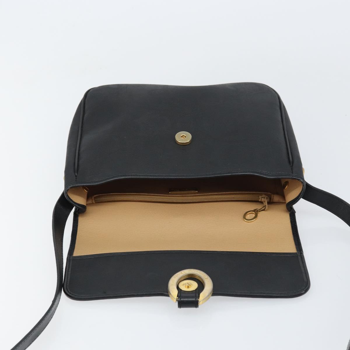 Christian Dior Trotter Canvas Shoulder Bag PVC Black Gold Auth ka1186