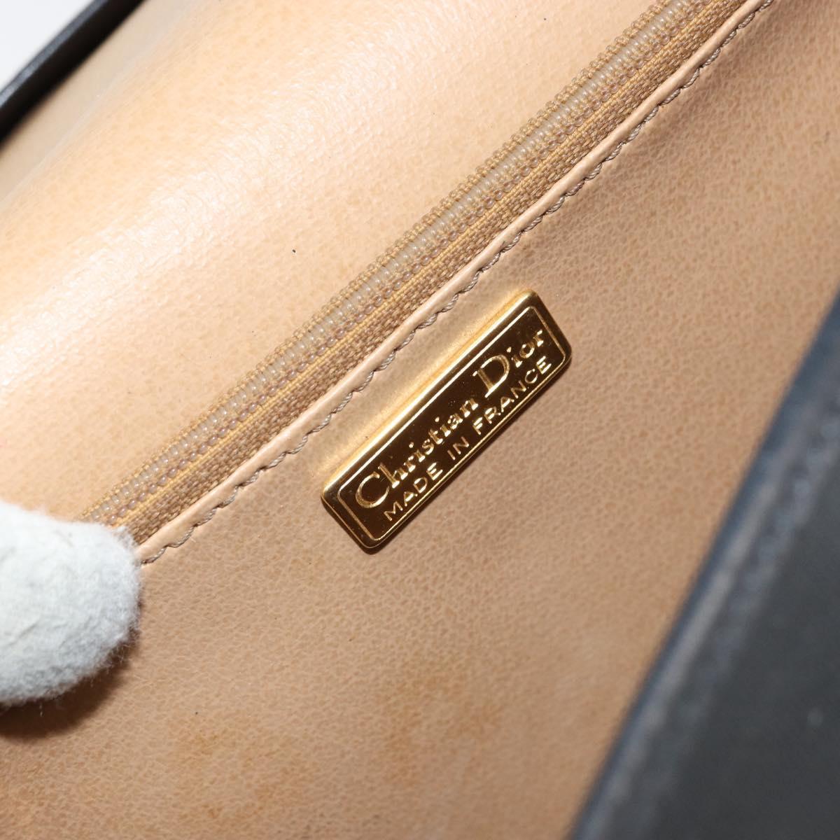 Christian Dior Trotter Canvas Shoulder Bag PVC Black Gold Auth ka1186
