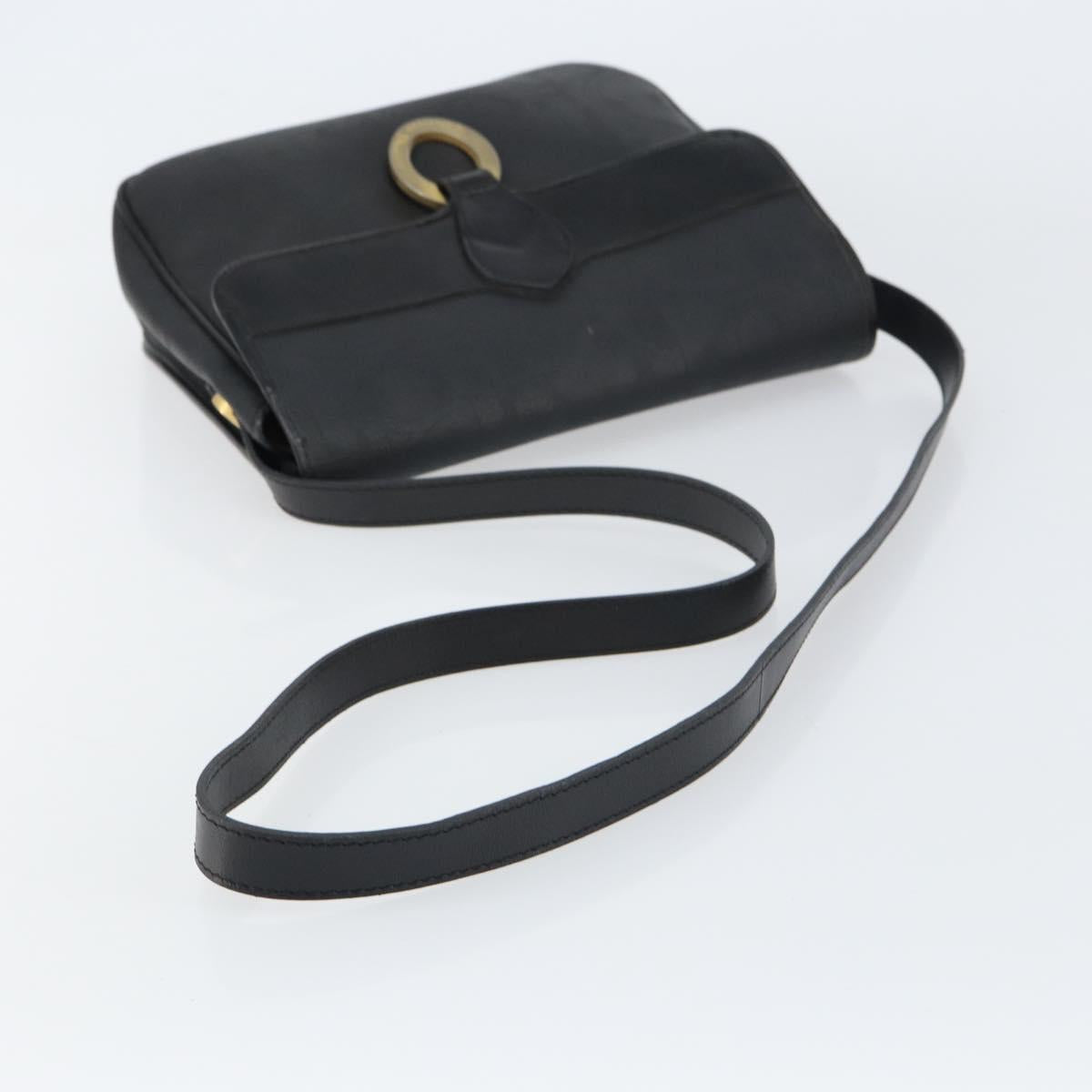 Christian Dior Trotter Canvas Shoulder Bag PVC Black Gold Auth ka1186