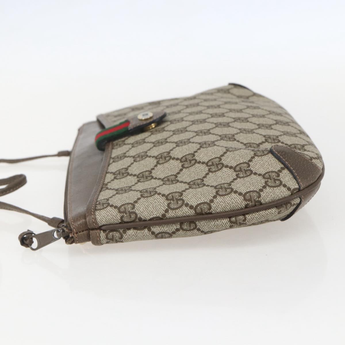 GUCCI GG Supreme Web Sherry Line Shoulder Bag PVC Beige 39 02 026 Auth ka1189
