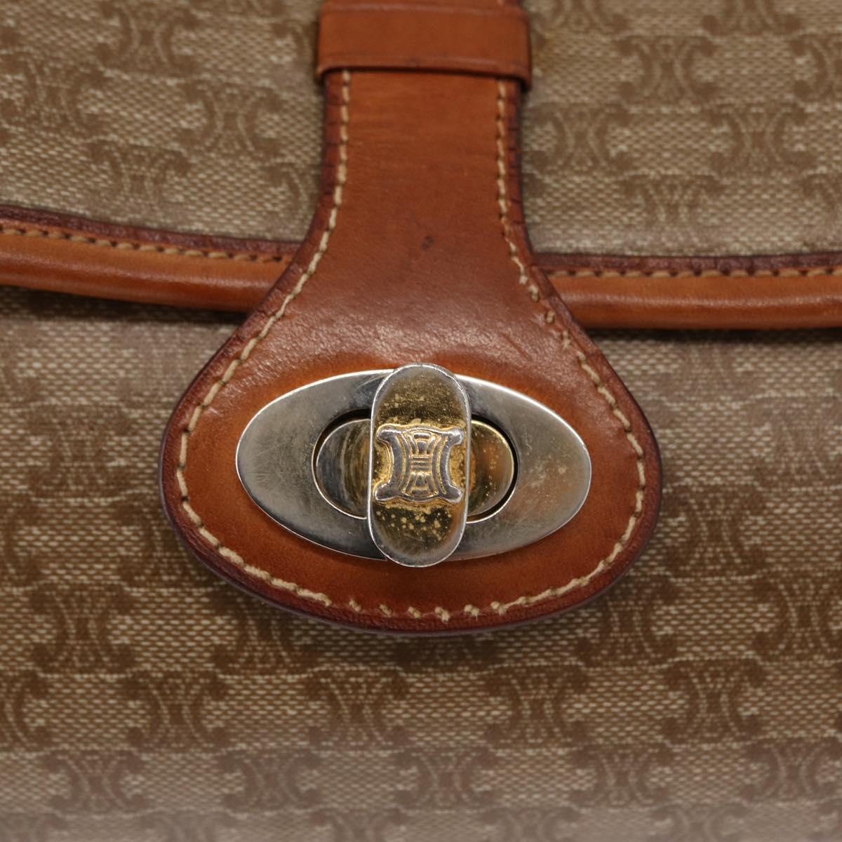 CELINE Macadam Canvas Shoulder Bag PVC Beige Gold Auth ka119