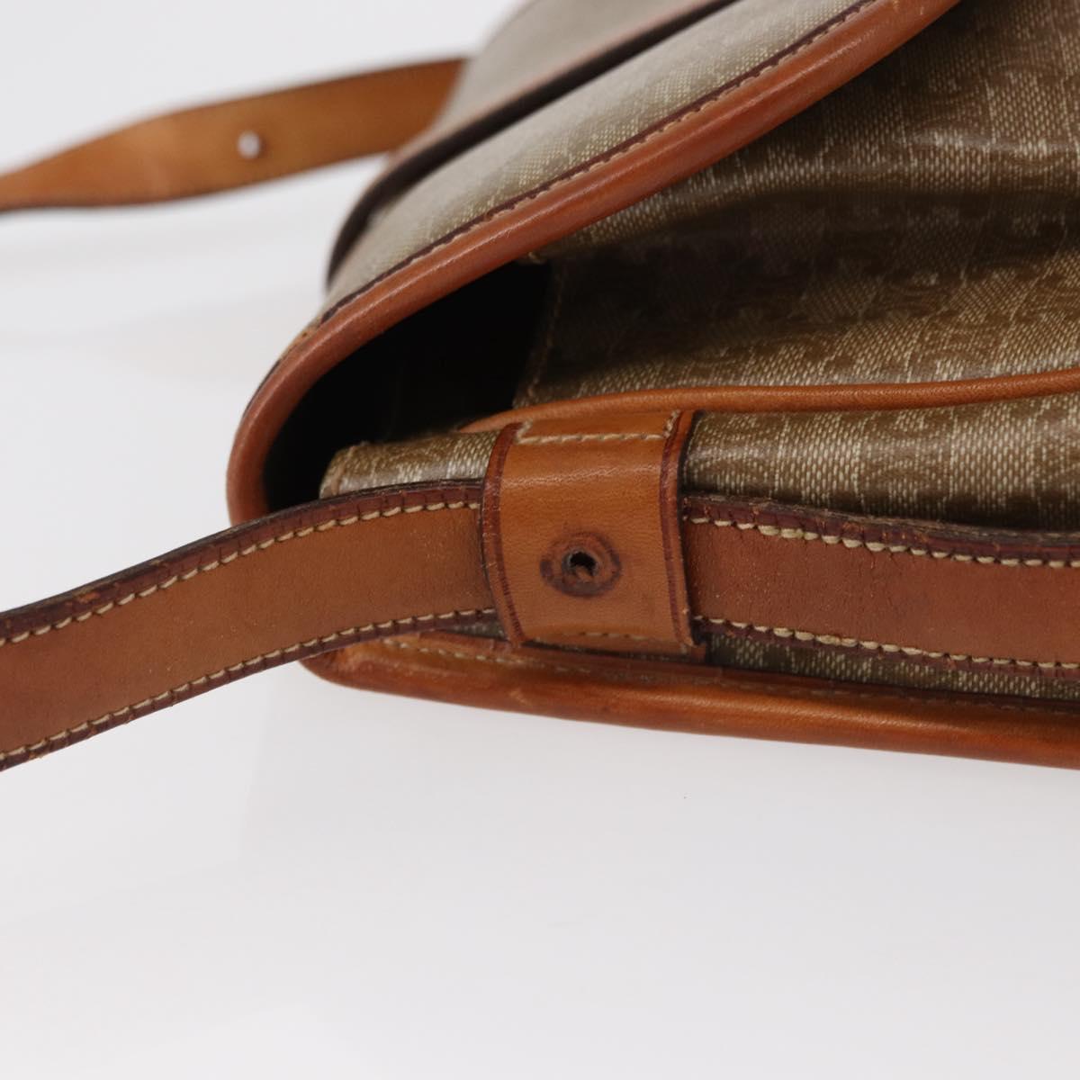 CELINE Macadam Canvas Shoulder Bag PVC Beige Gold Auth ka119