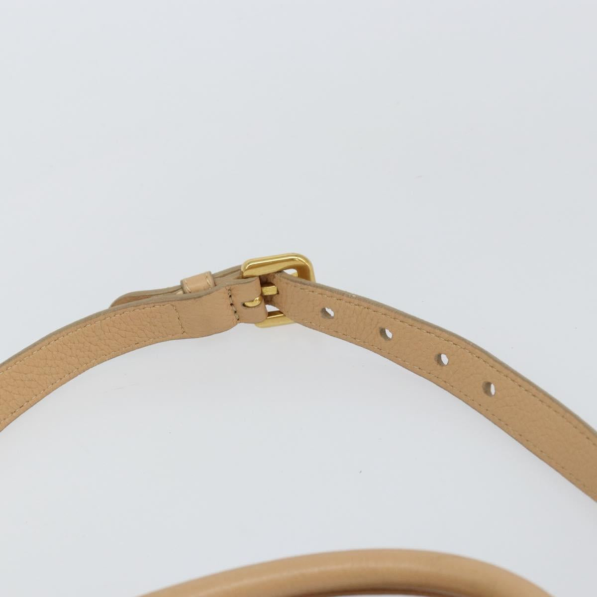 PRADA Hand Bag Leather 2way Beige Gold Auth ka1190