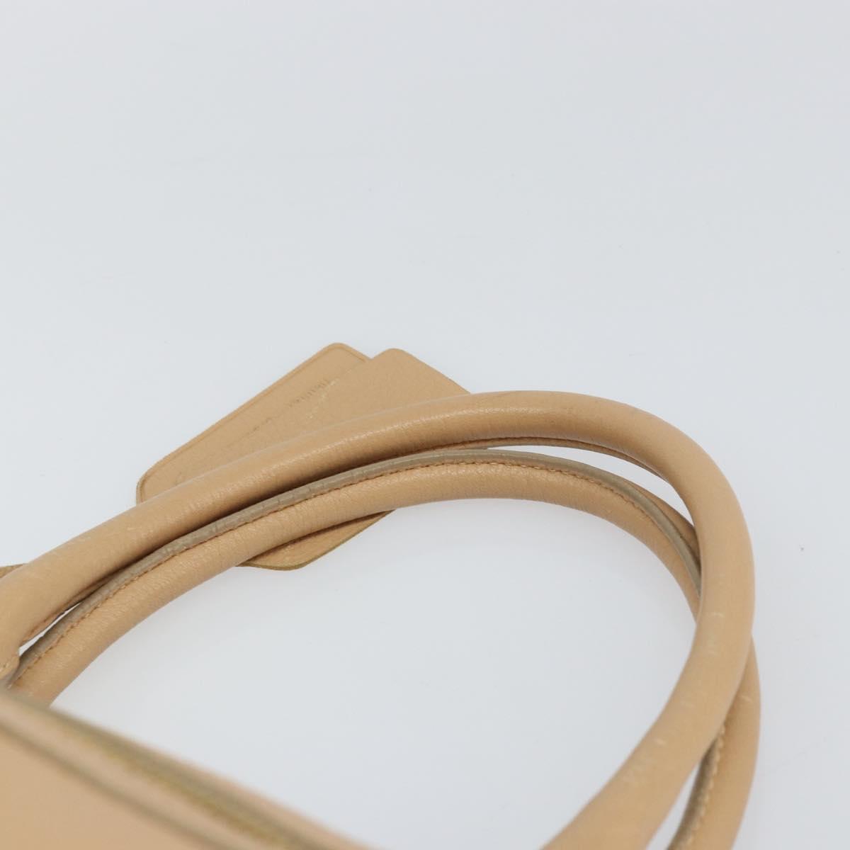 PRADA Hand Bag Leather 2way Beige Gold Auth ka1190