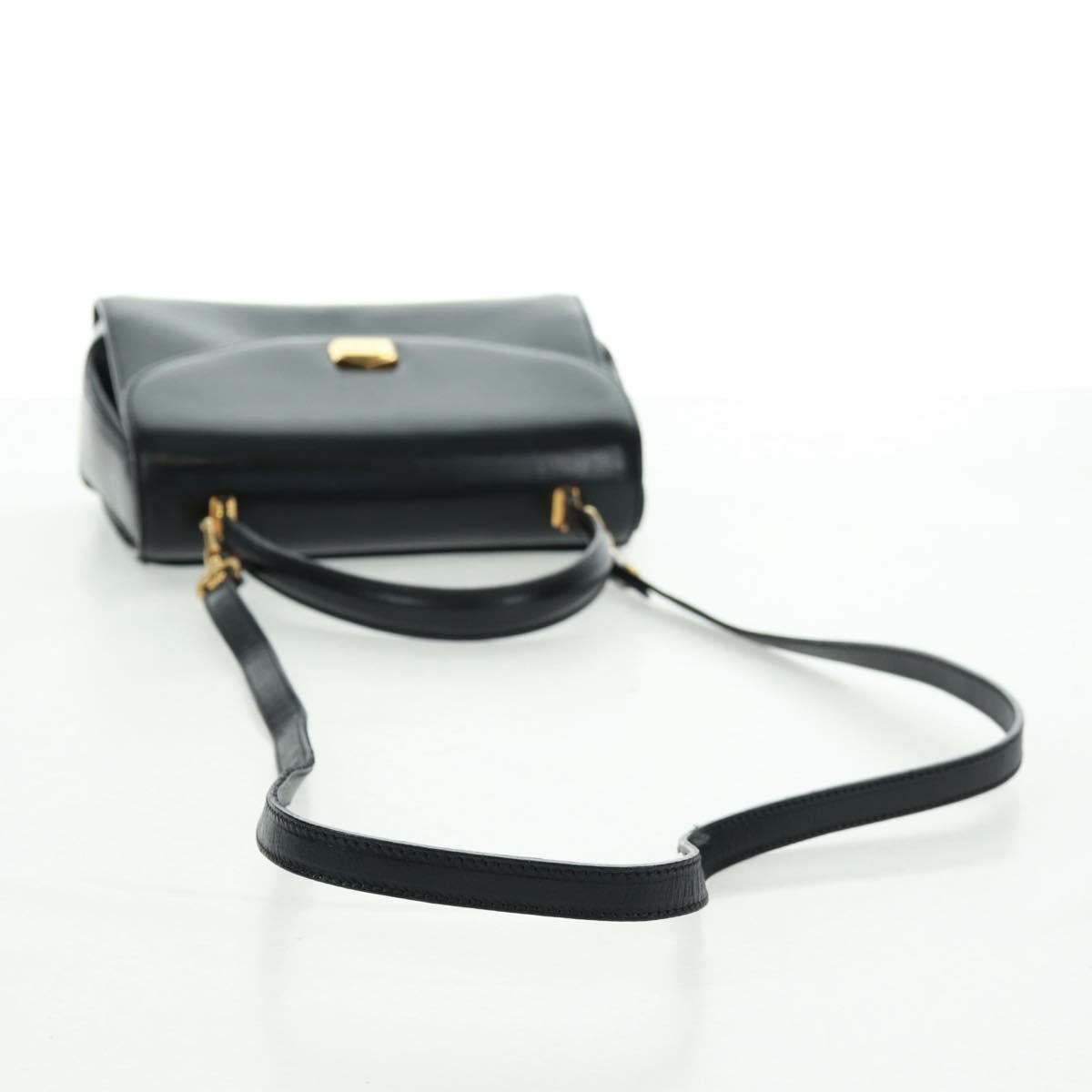 BALLY Hand Bag Leather 2way Gold Black Auth ka1217