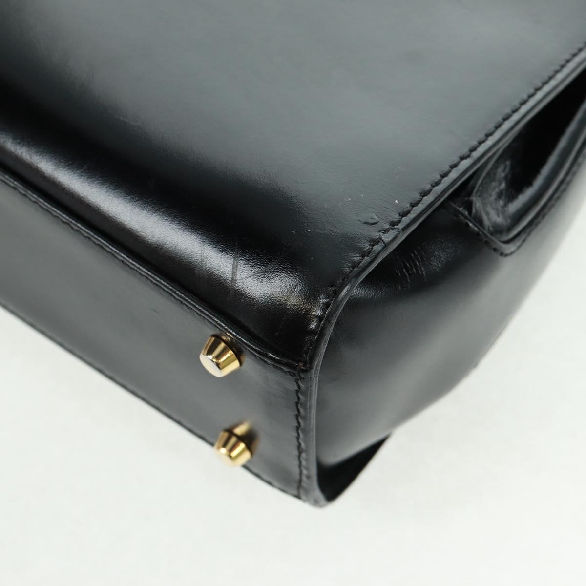 BALLY Hand Bag Leather 2way Gold Black Auth ka1217