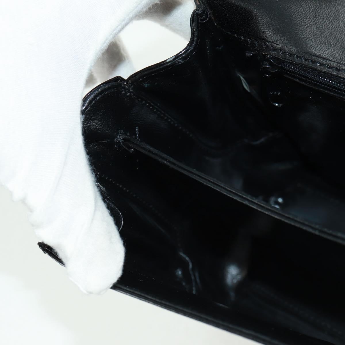 BALLY Hand Bag Leather 2way Gold Black Auth ka1217