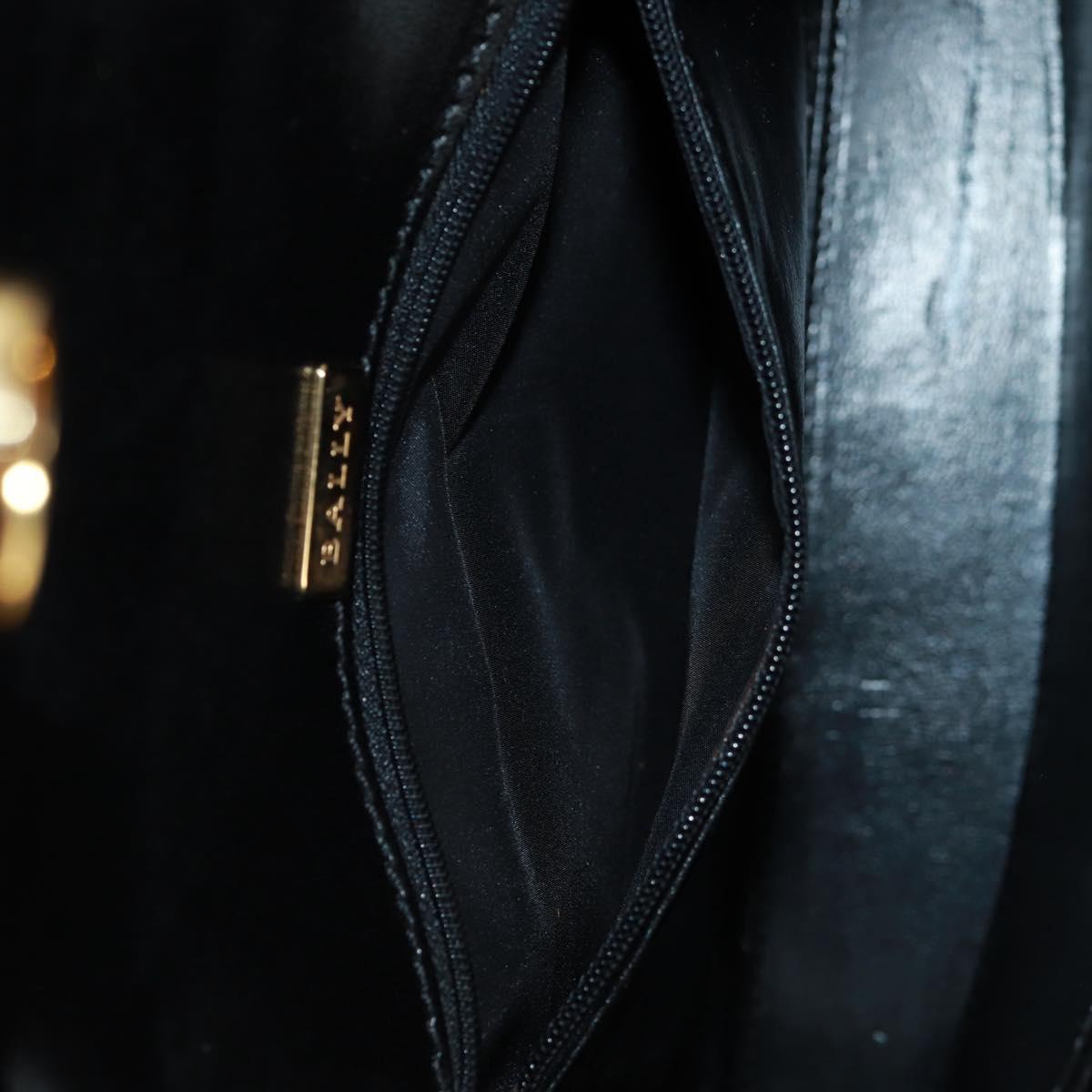 BALLY Hand Bag Leather 2way Gold Black Auth ka1217