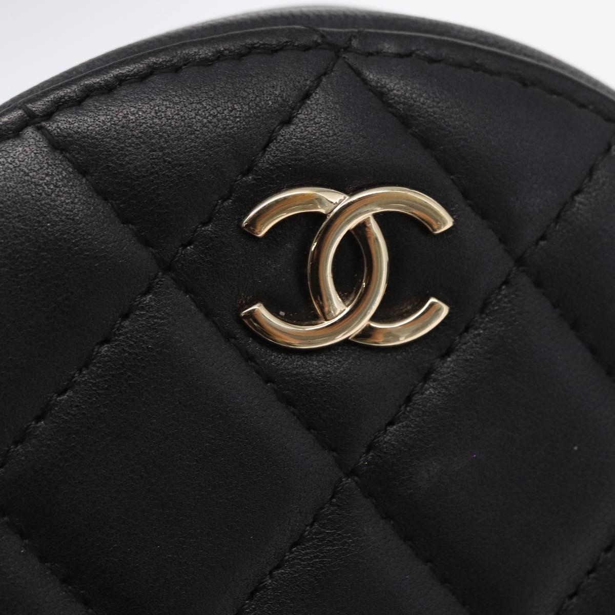 CHANEL Matelasse Shoulder Bag Lamb Skin Black Gold CC Auth ka1221SAV