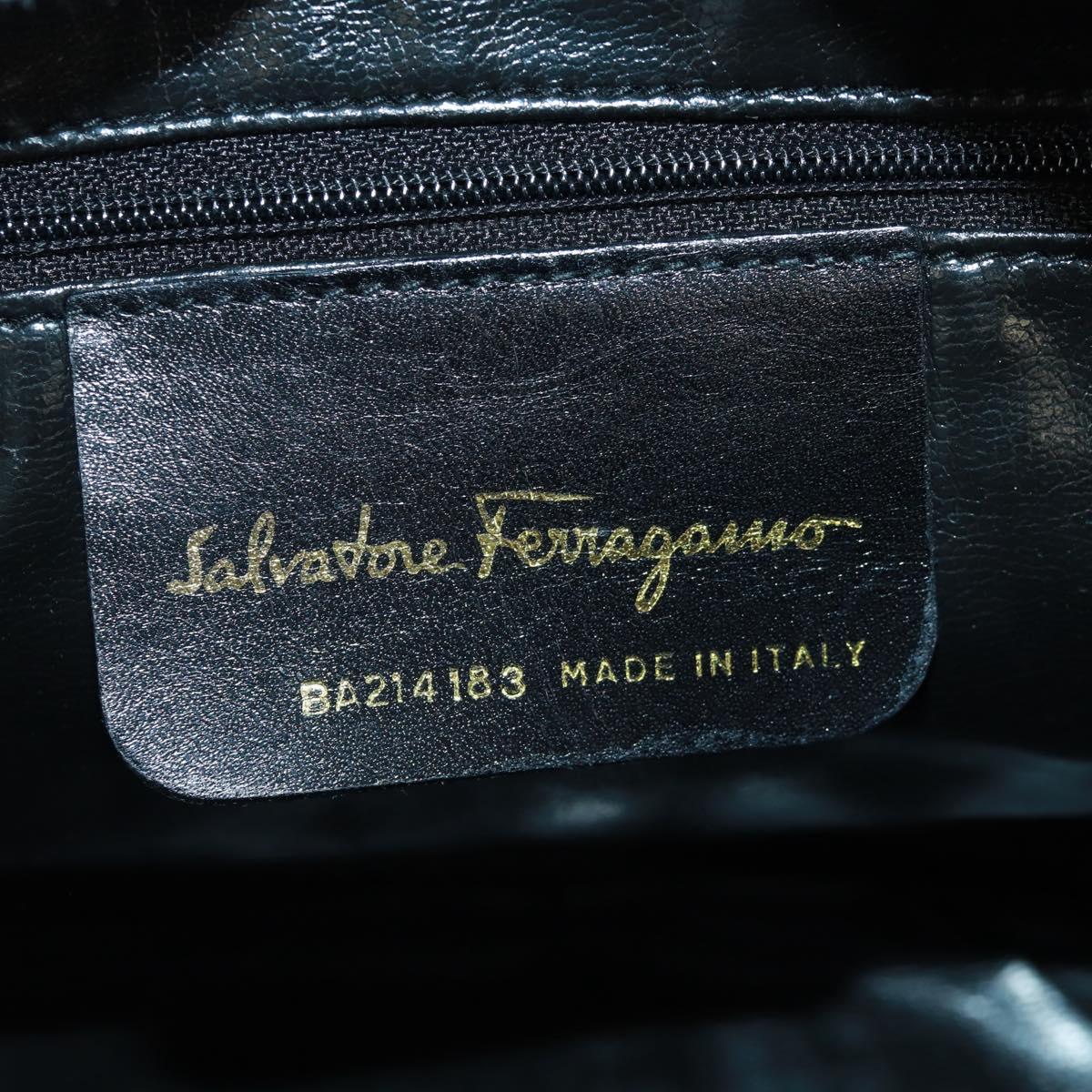 Salvatore Ferragamo Shoulder Bag Patent leather Black Gold Auth ka1226