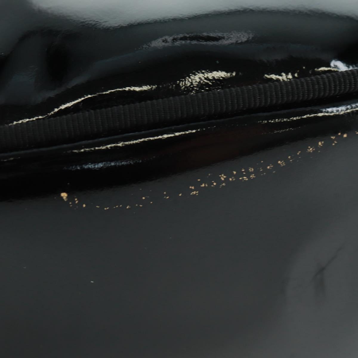 Salvatore Ferragamo Shoulder Bag Patent leather Black Gold Auth ka1226