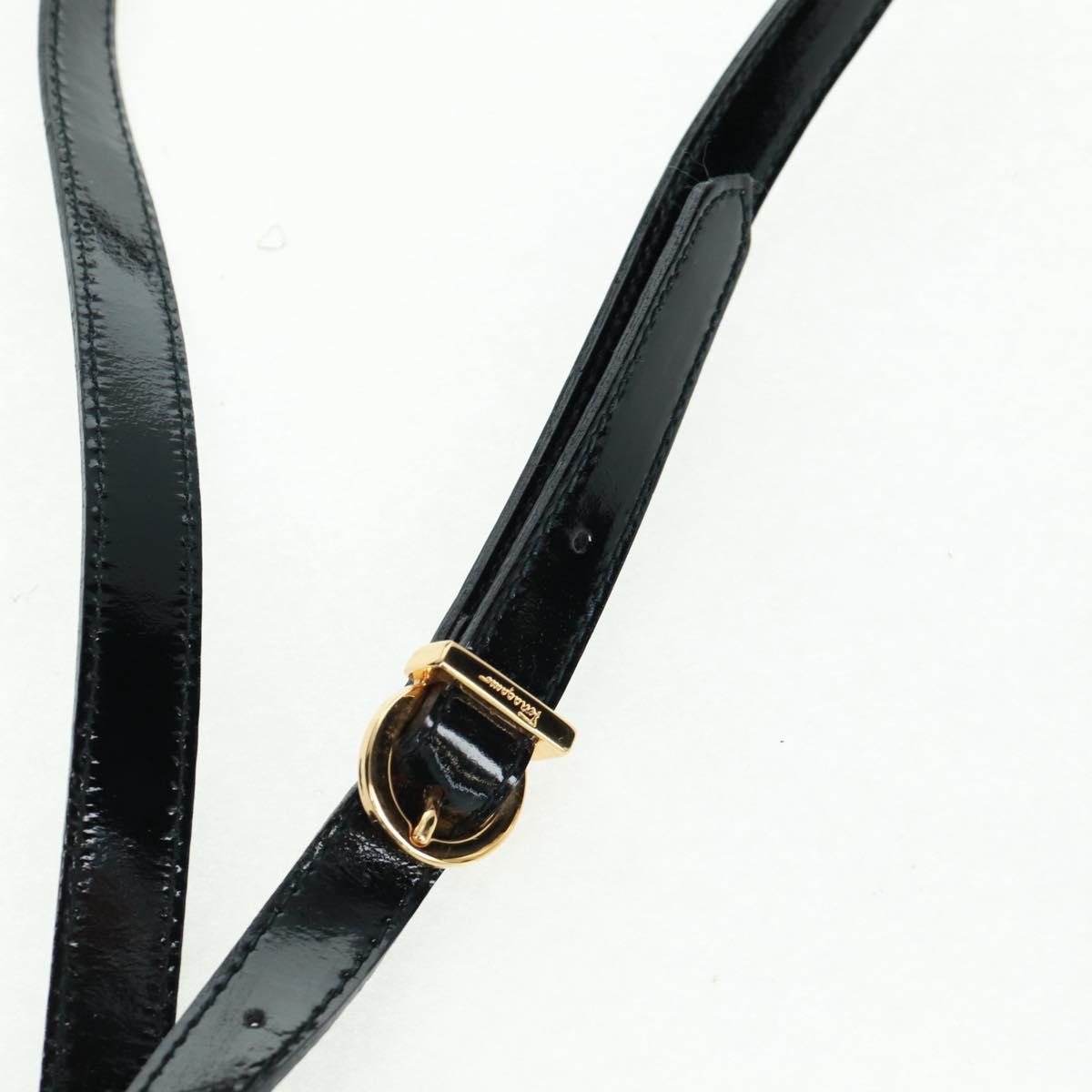 Salvatore Ferragamo Shoulder Bag Patent leather Black Gold Auth ka1226