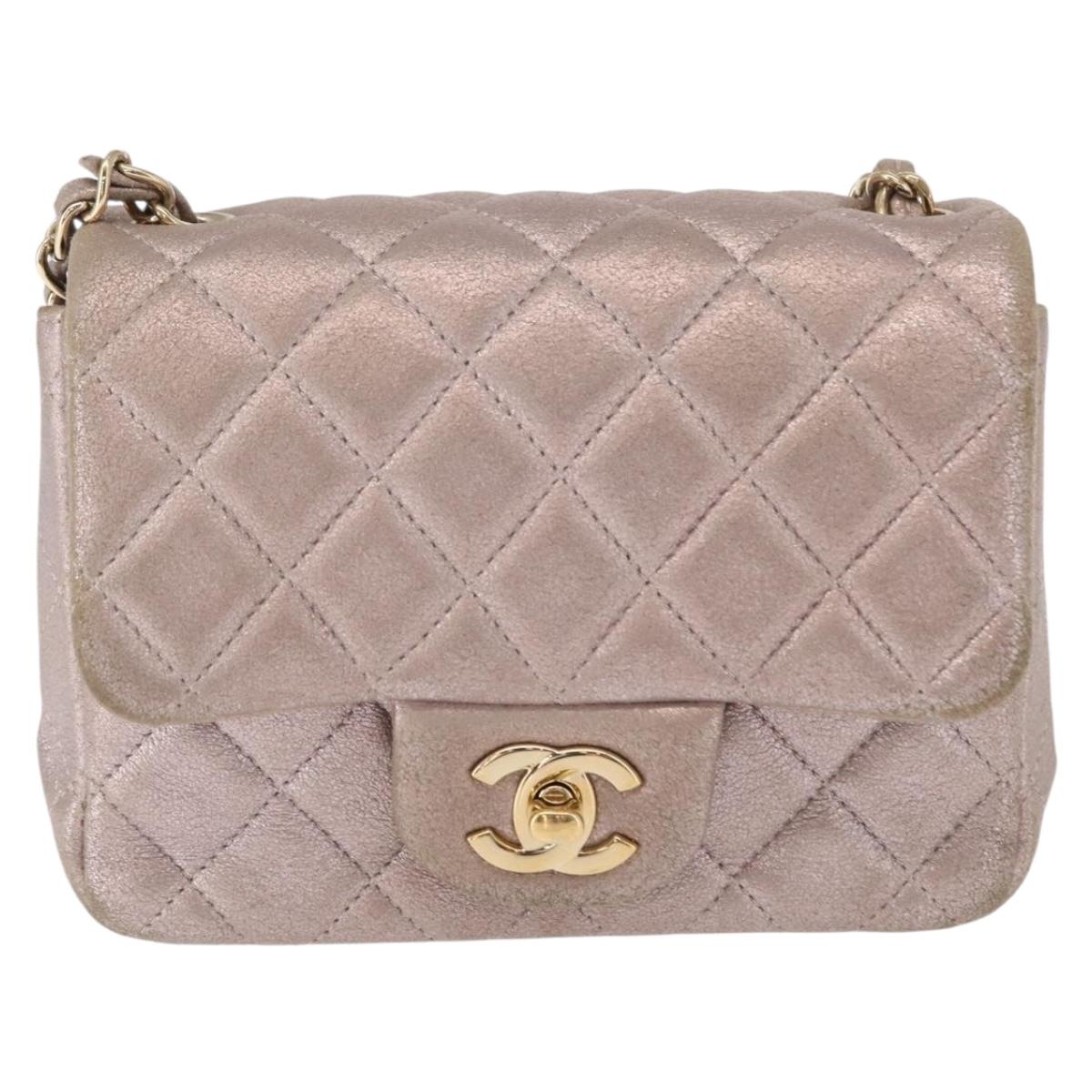 CHANEL Matelasse 17 Chain Shoulder Bag Leather Pink Gold CC Auth ka1227A