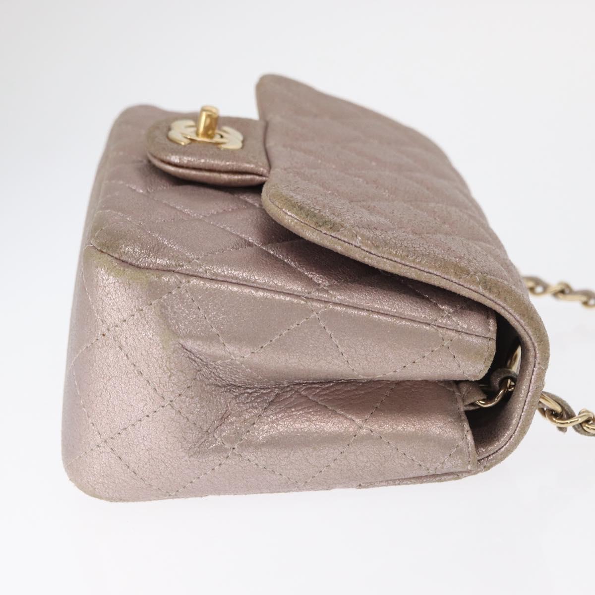 CHANEL Matelasse 17 Chain Shoulder Bag Leather Pink Gold CC Auth ka1227A