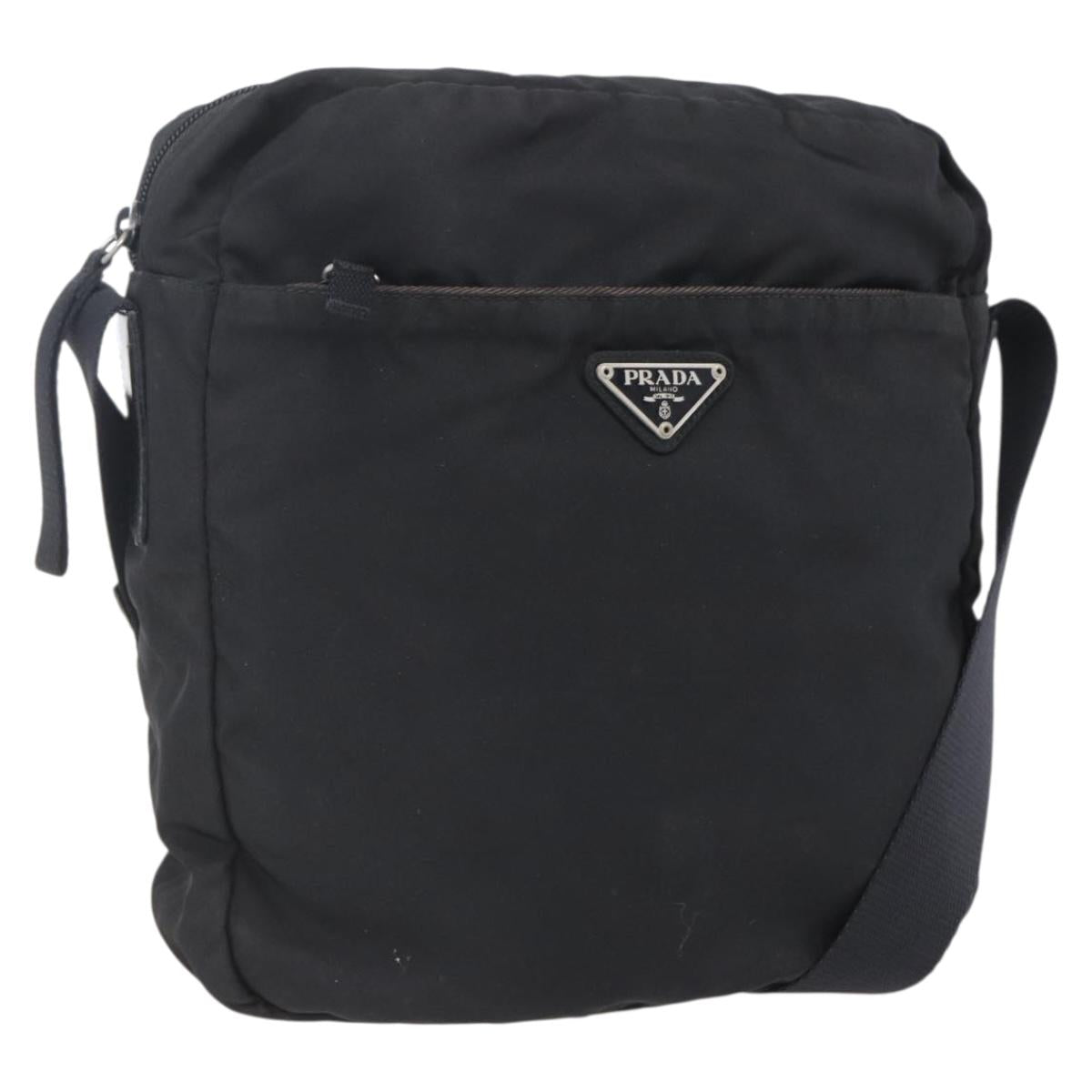 PRADA Shoulder Bag Nylon Black Silver Auth ka123