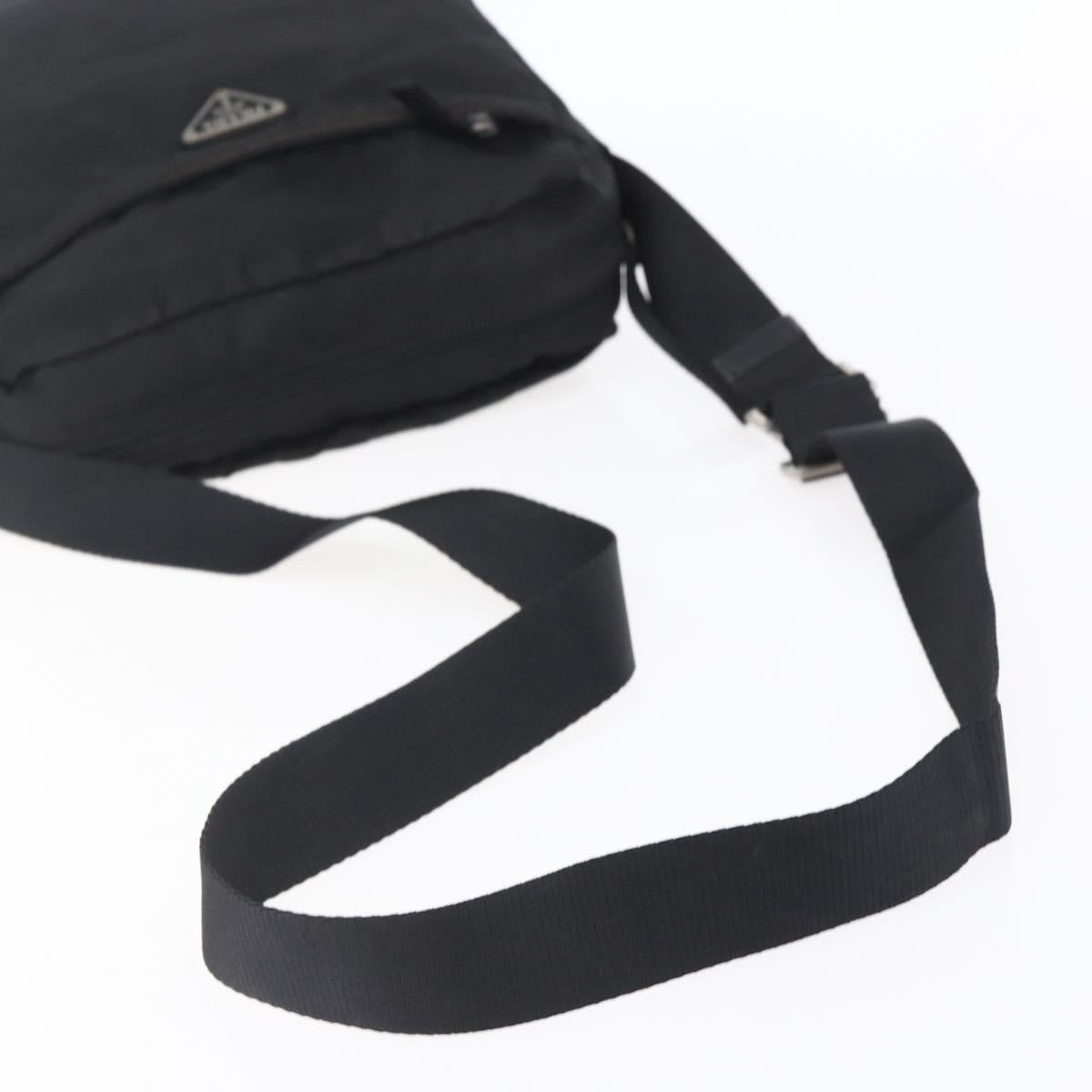 PRADA Shoulder Bag Nylon Black Silver Auth ka123