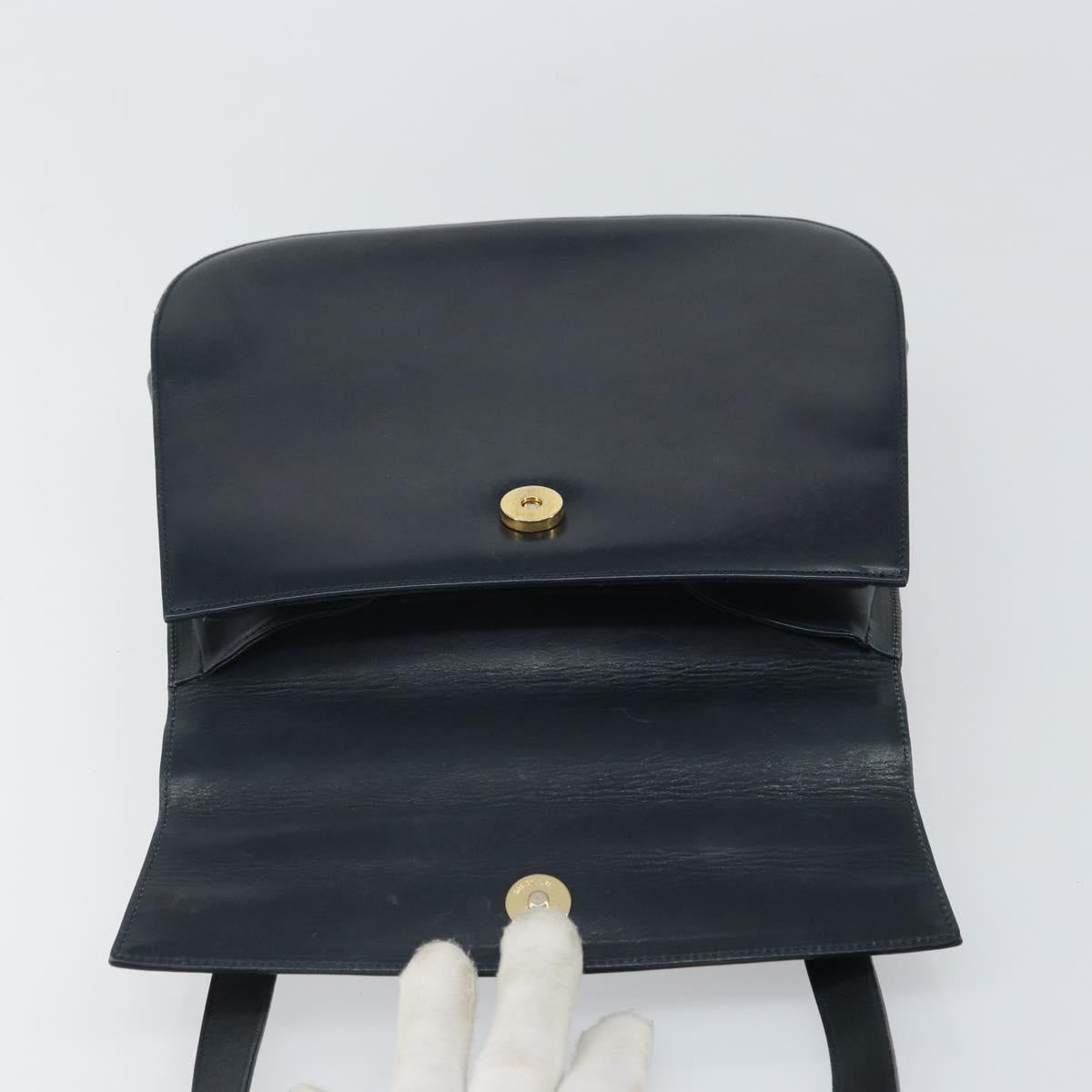 Salvatore Ferragamo Shoulder Bag Leather Navy Gold Auth ka1235