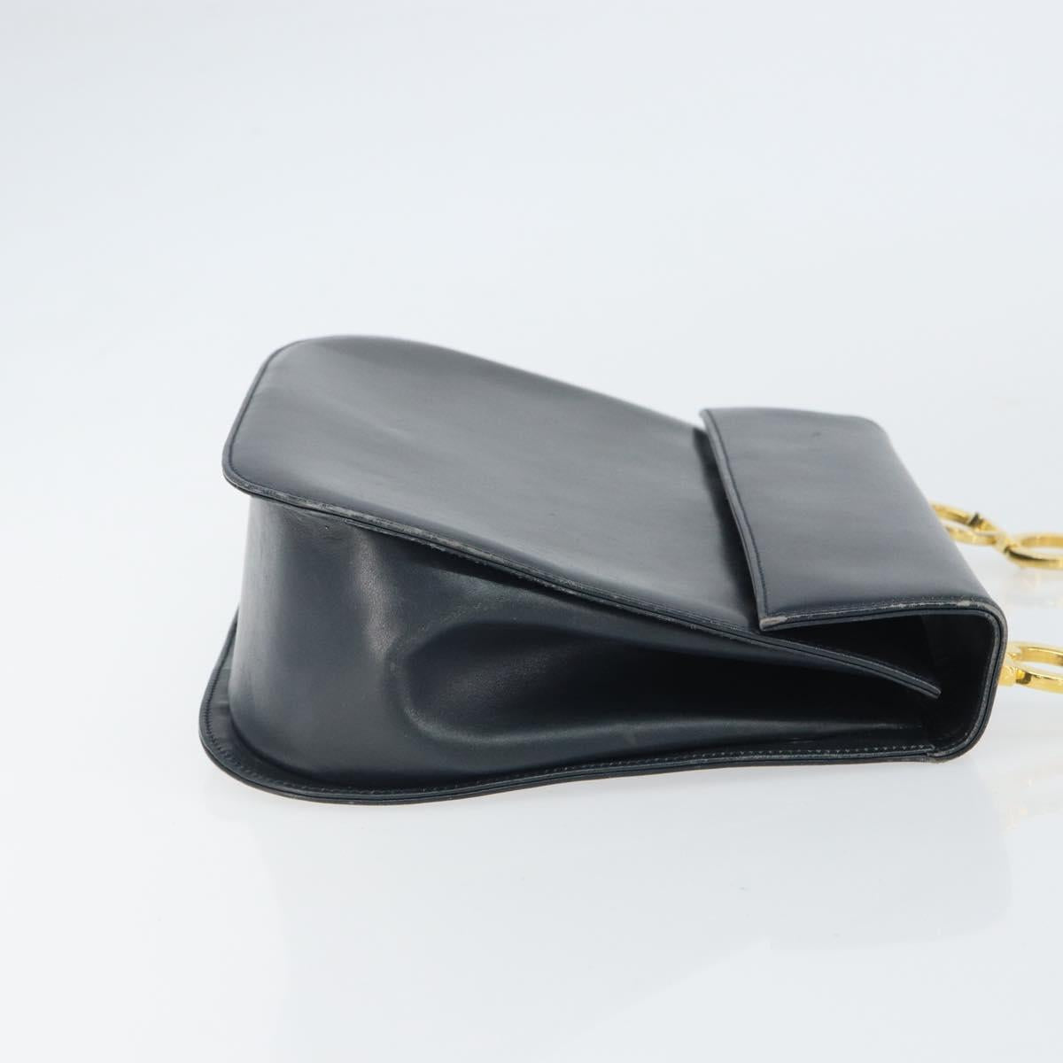 Salvatore Ferragamo Shoulder Bag Leather Navy Gold Auth ka1235