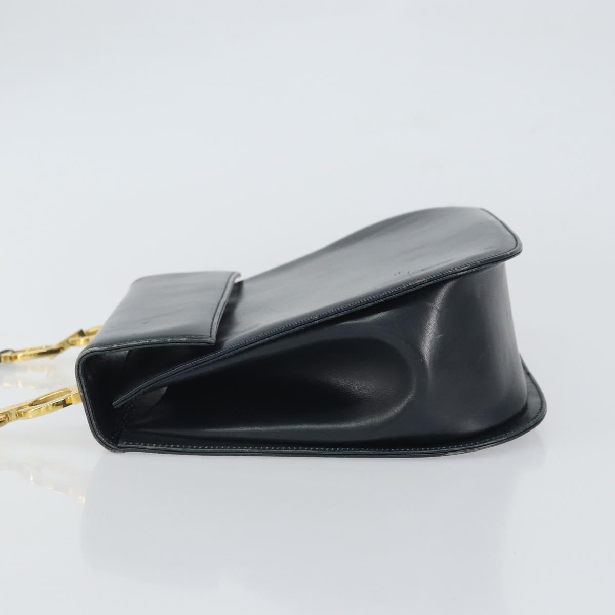 Salvatore Ferragamo Shoulder Bag Leather Navy Gold Auth ka1235