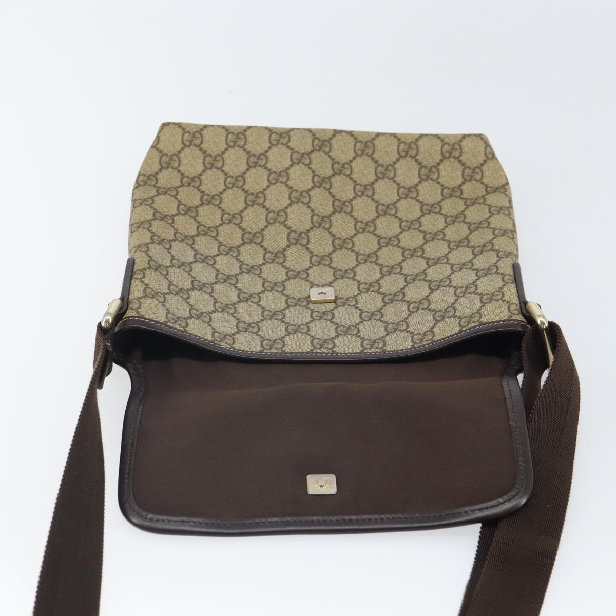 GUCCI GG Supreme Shoulder Bag PVC Beige Gold 223666 Auth ka1236