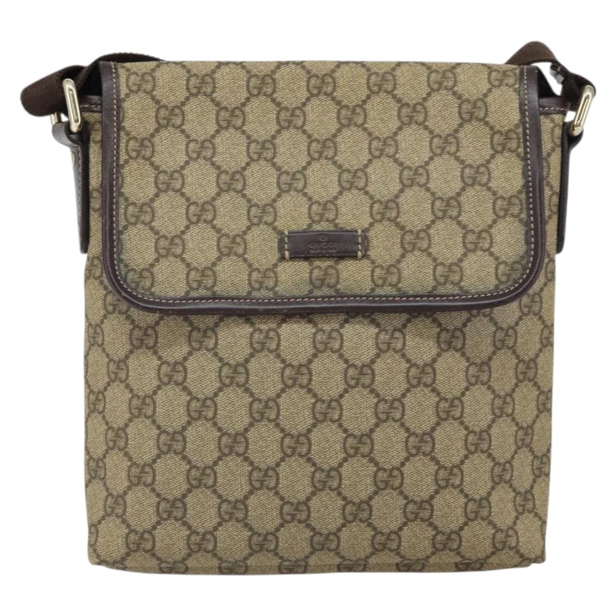 GUCCI GG Supreme Shoulder Bag PVC Beige Gold 223666 Auth ka1236