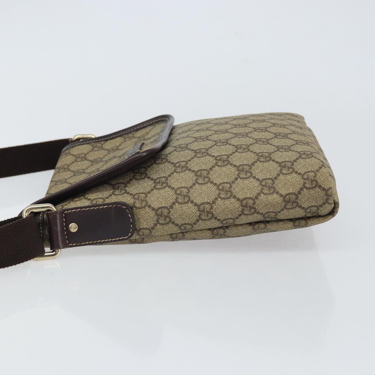 GUCCI GG Supreme Shoulder Bag PVC Beige Gold 223666 Auth ka1236