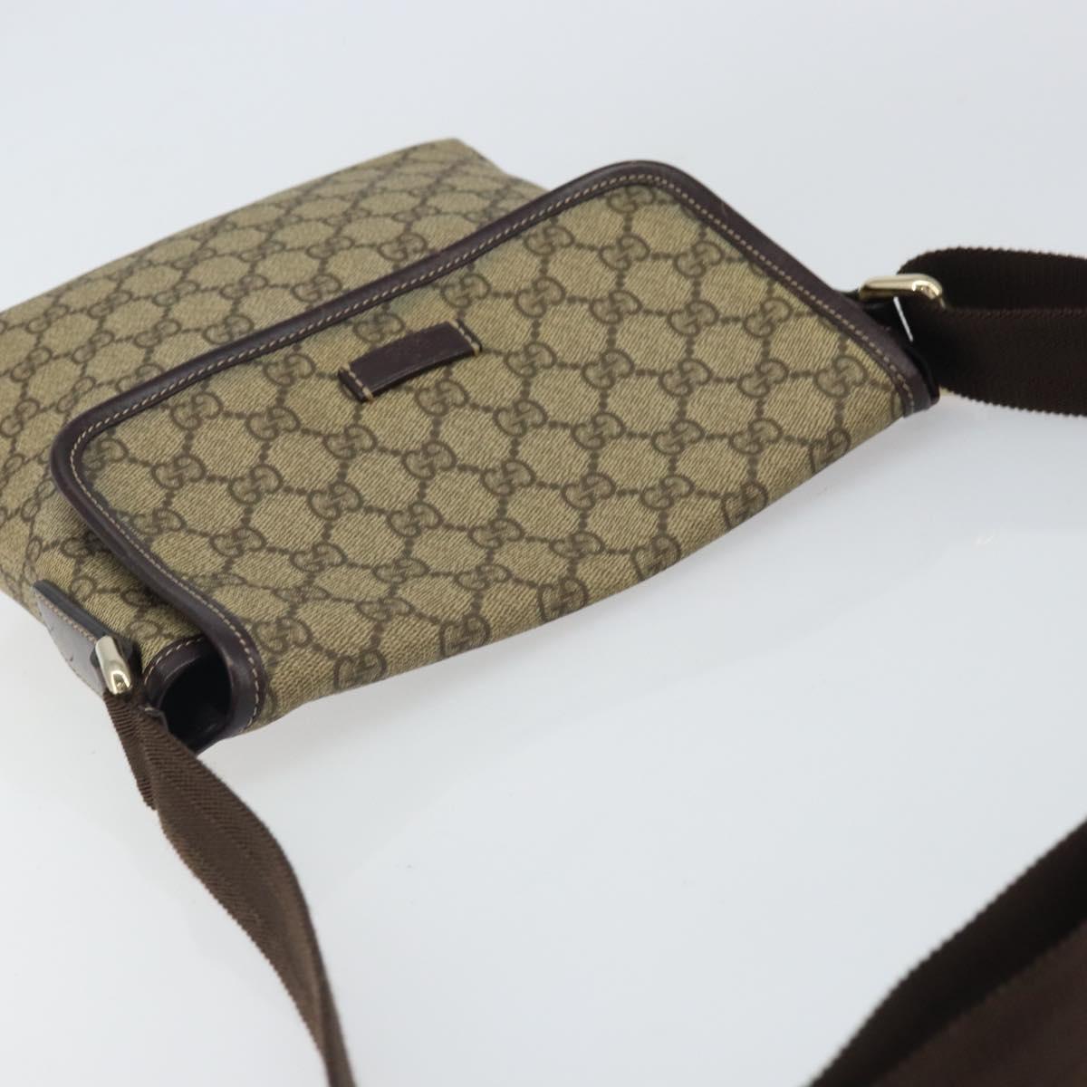 GUCCI GG Supreme Shoulder Bag PVC Beige Gold 223666 Auth ka1236