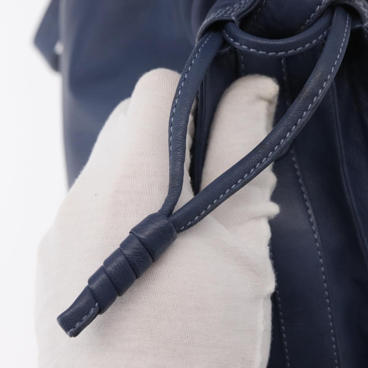 LOEWE Anagram Shoulder Bag Leather Blue Gold Auth ka124