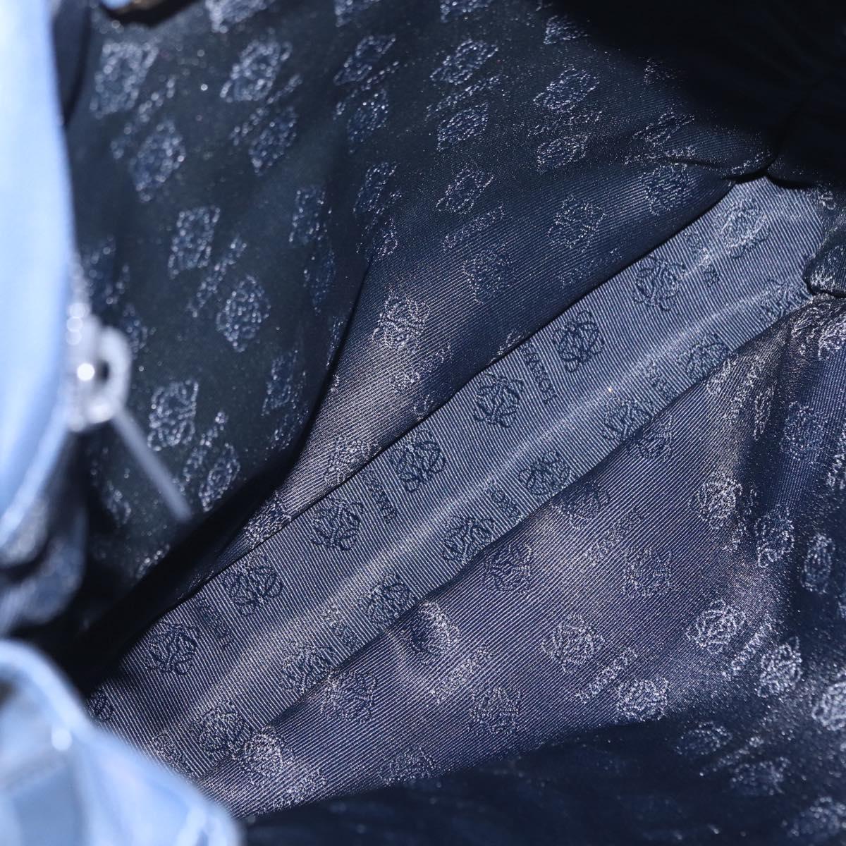 LOEWE Anagram Shoulder Bag Leather Blue Gold Auth ka124