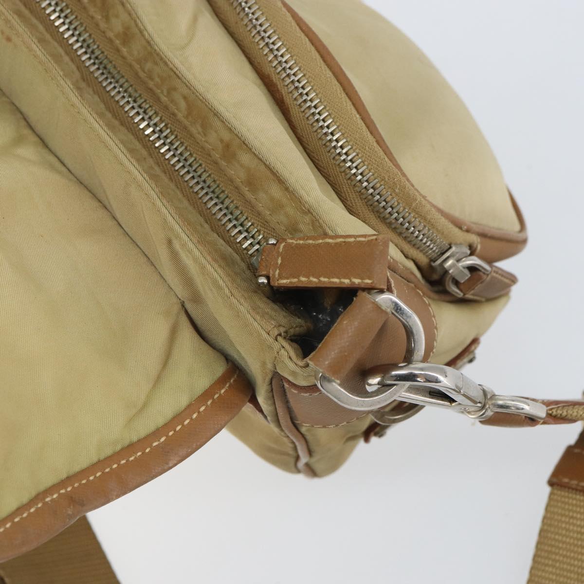 PRADA Shoulder Bag Nylon Beige Silver Auth ka1242