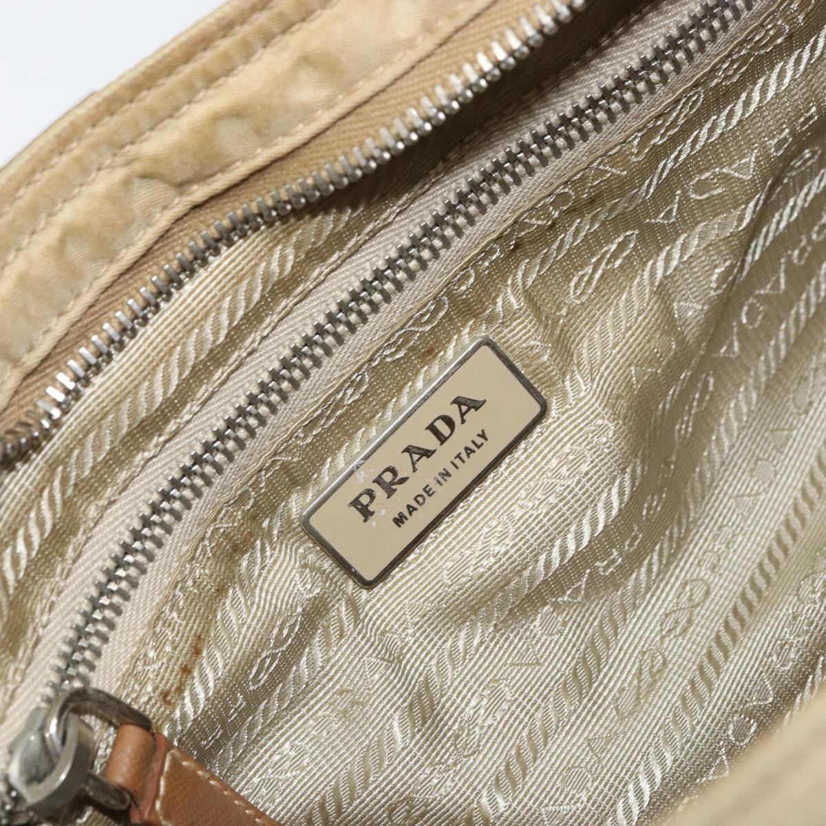 PRADA Shoulder Bag Nylon Beige Silver Auth ka1242