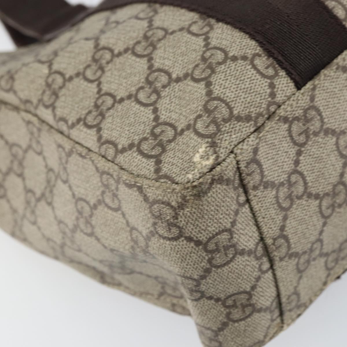 GUCCI GG Supreme Tote Bag PVC Beige Silver 141976 Auth ka1243
