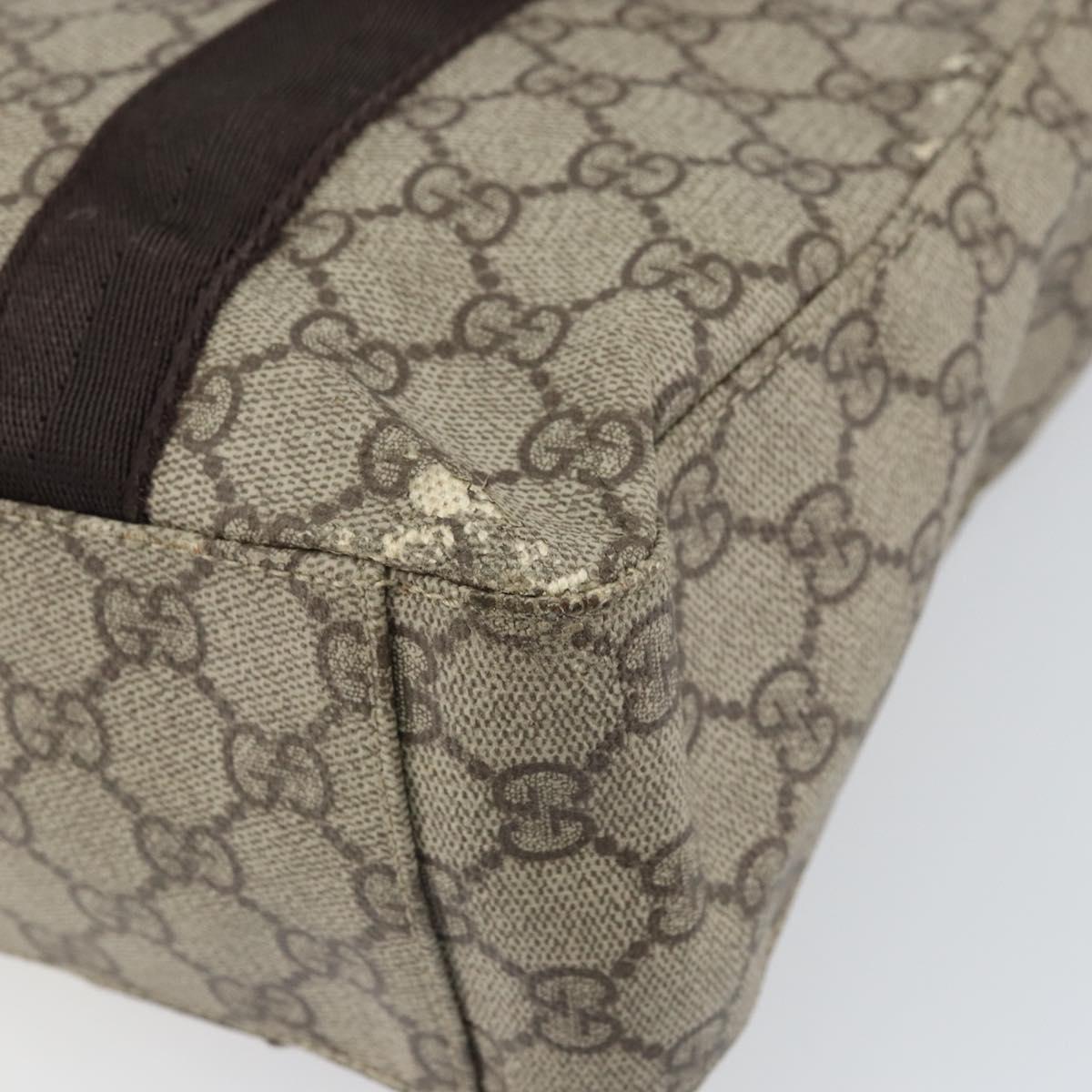 GUCCI GG Supreme Tote Bag PVC Beige Silver 141976 Auth ka1243