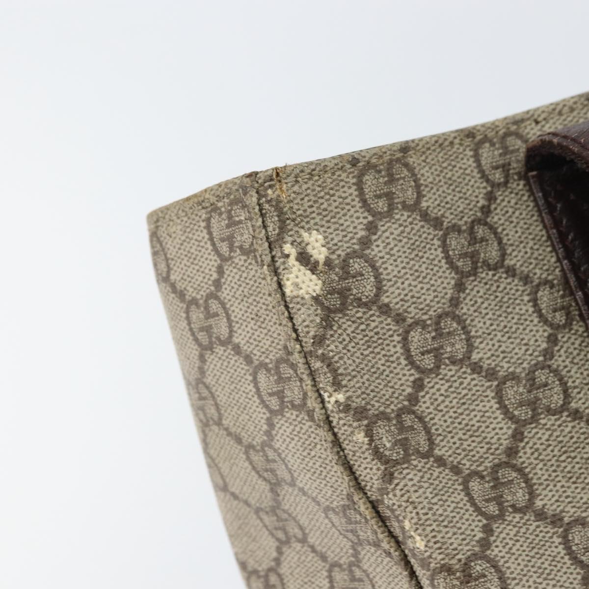 GUCCI GG Supreme Tote Bag PVC Beige Silver 141976 Auth ka1243
