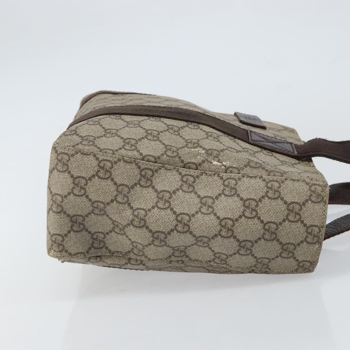 GUCCI GG Supreme Tote Bag PVC Beige Silver 141976 Auth ka1243
