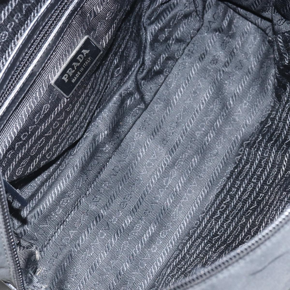 PRADA Hand Bag Nylon Black Silver Auth ka1246