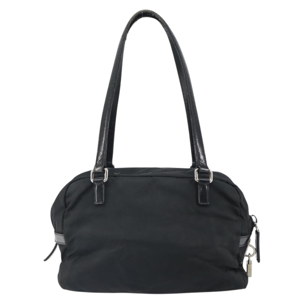 PRADA Hand Bag Nylon Black Silver Auth ka1246