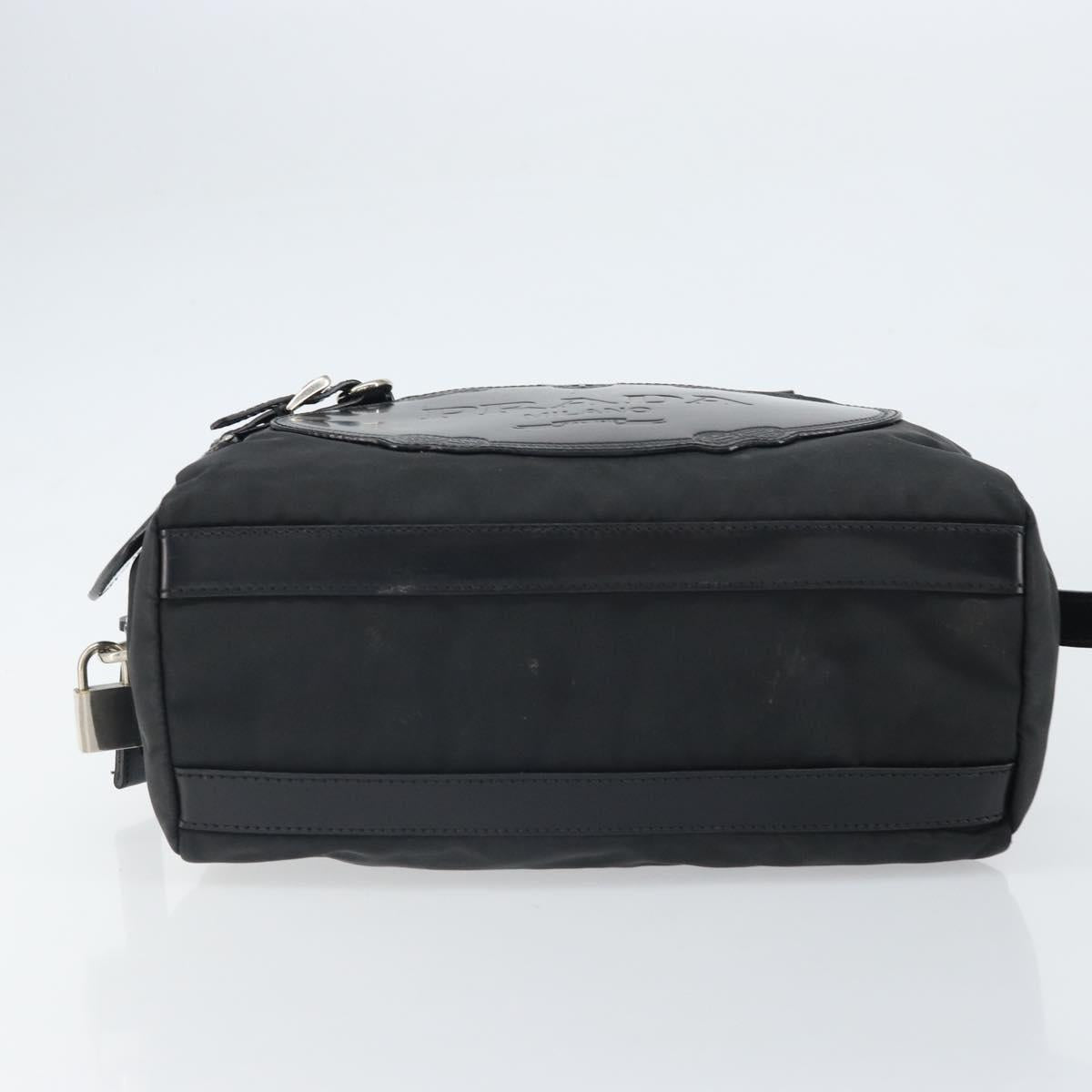 PRADA Hand Bag Nylon Black Silver Auth ka1246