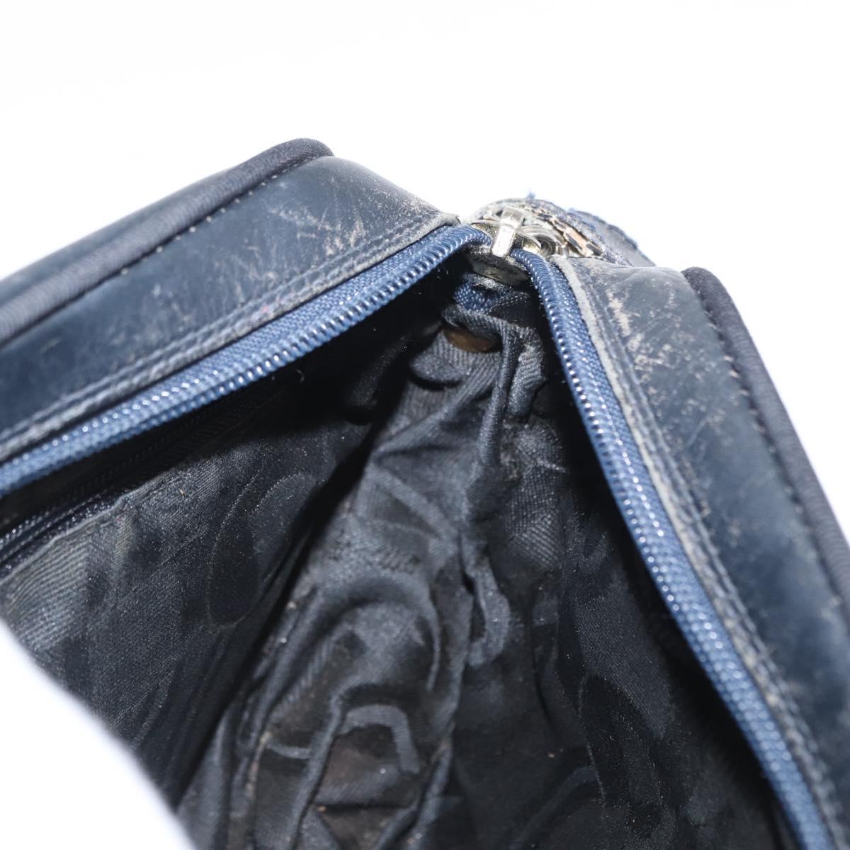 Salvatore Ferragamo Shoulder Bag Leather Navy Gold Auth ka1249