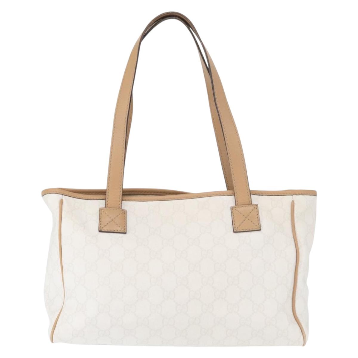 GUCCI GG Supreme Tote Bag PVC White Gold 264221 Auth ka1250
