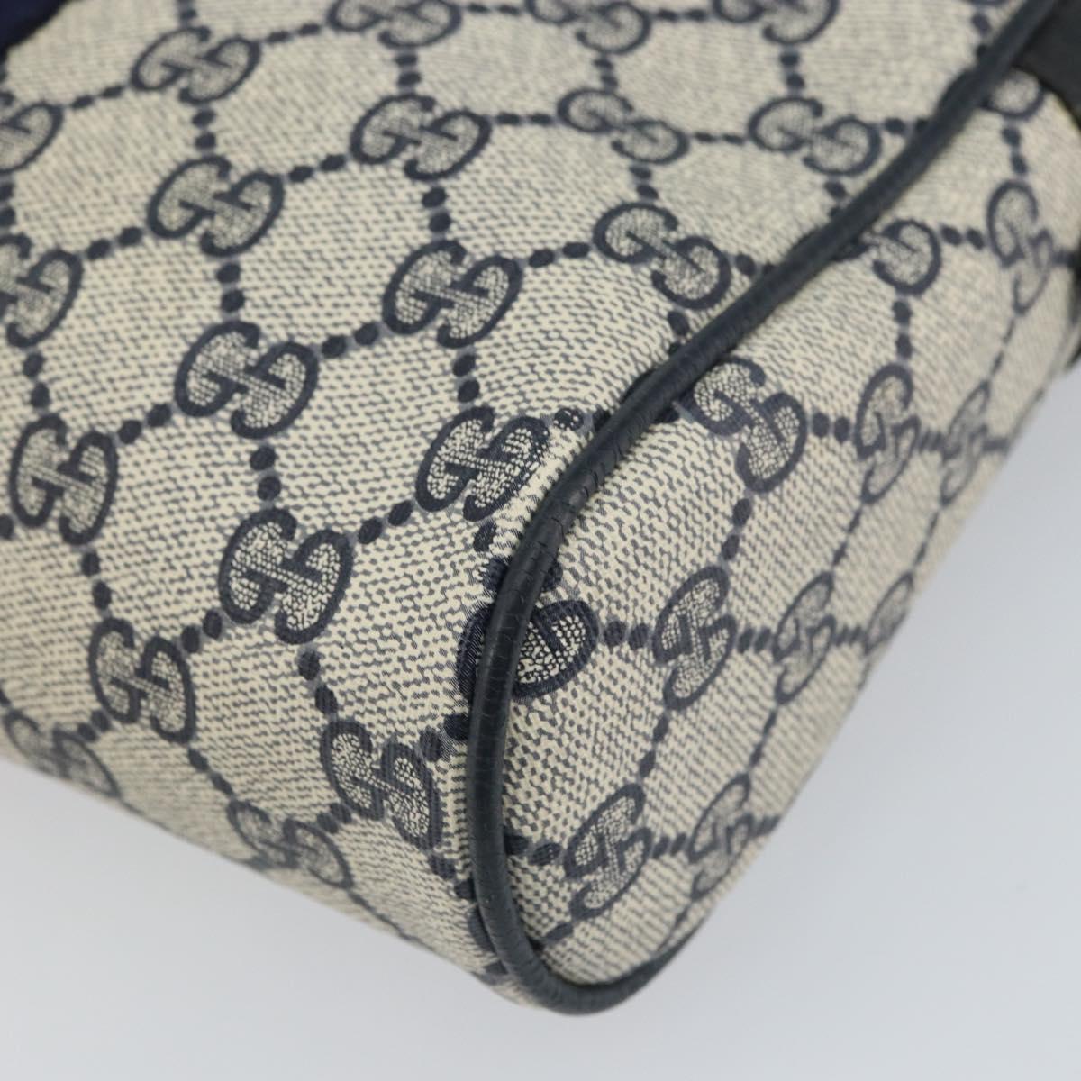 GUCCI GG Supreme Sherry Line Clutch Bag PVC Navy Gold 89 01 012 Auth ka1253