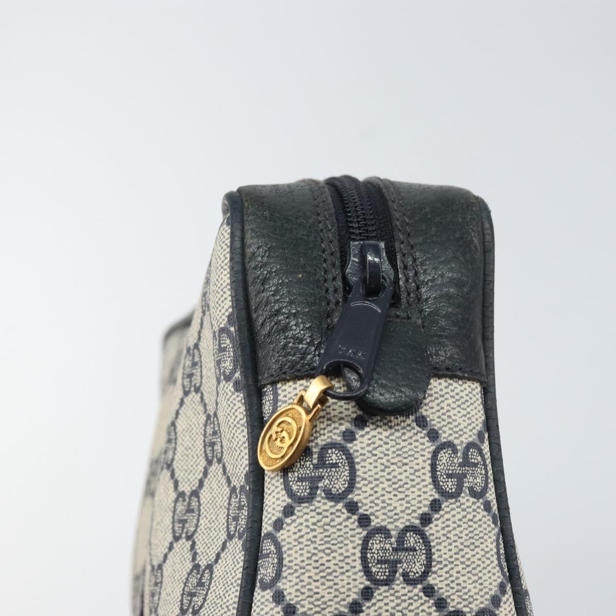 GUCCI GG Supreme Sherry Line Clutch Bag PVC Navy Gold 89 01 012 Auth ka1253