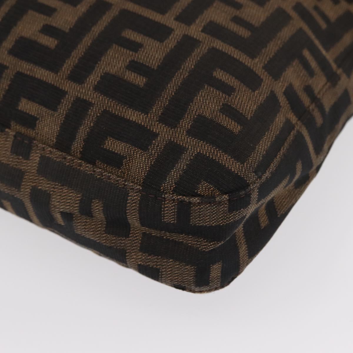 FENDI Zucca Canvas Mamma Baguette Shoulder Bag Black Brown Auth ka126
