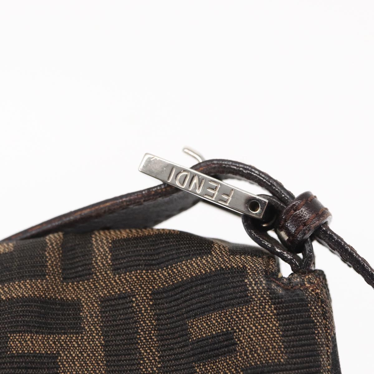 FENDI Zucca Canvas Mamma Baguette Shoulder Bag Black Brown Auth ka126