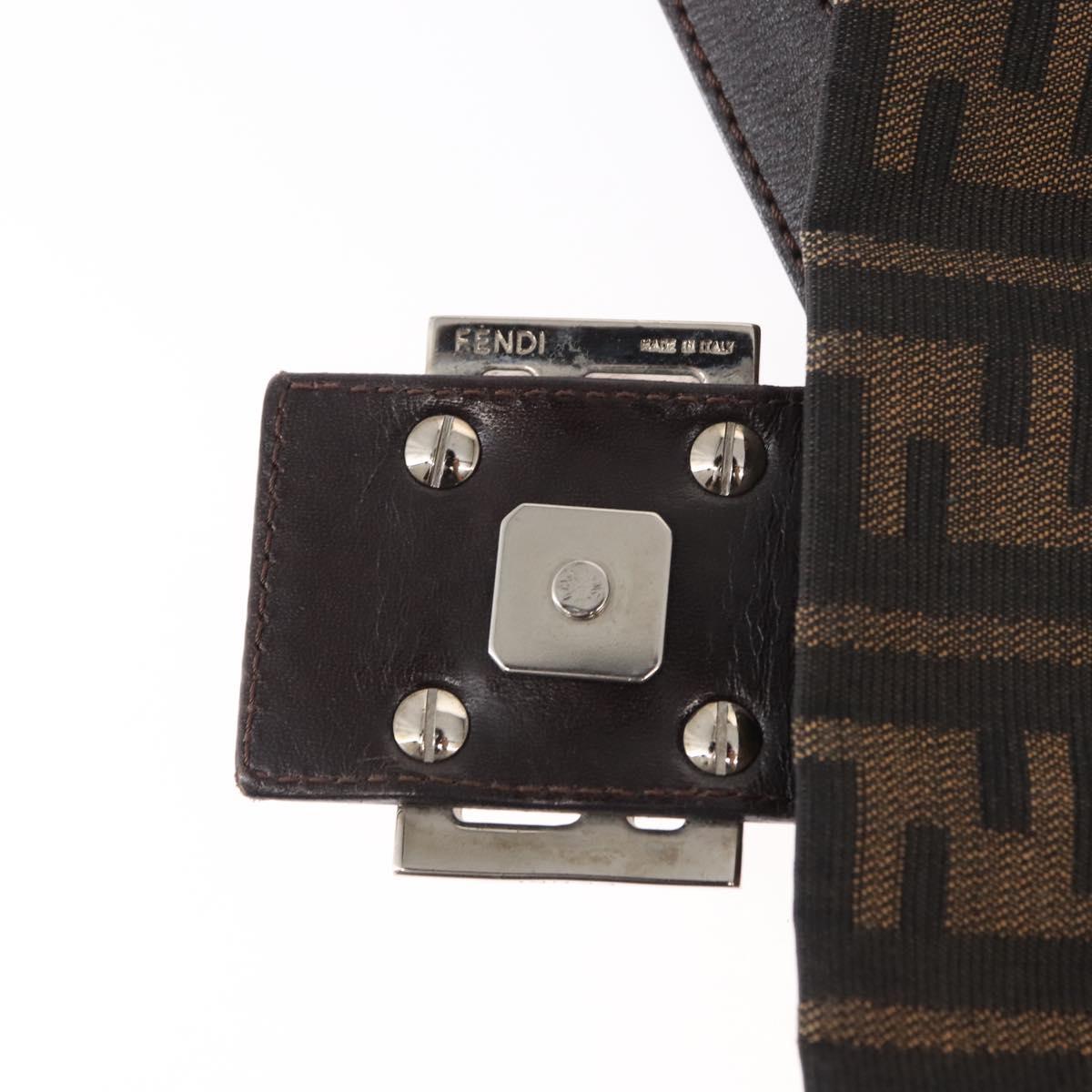 FENDI Zucca Canvas Mamma Baguette Shoulder Bag Black Brown Auth ka126