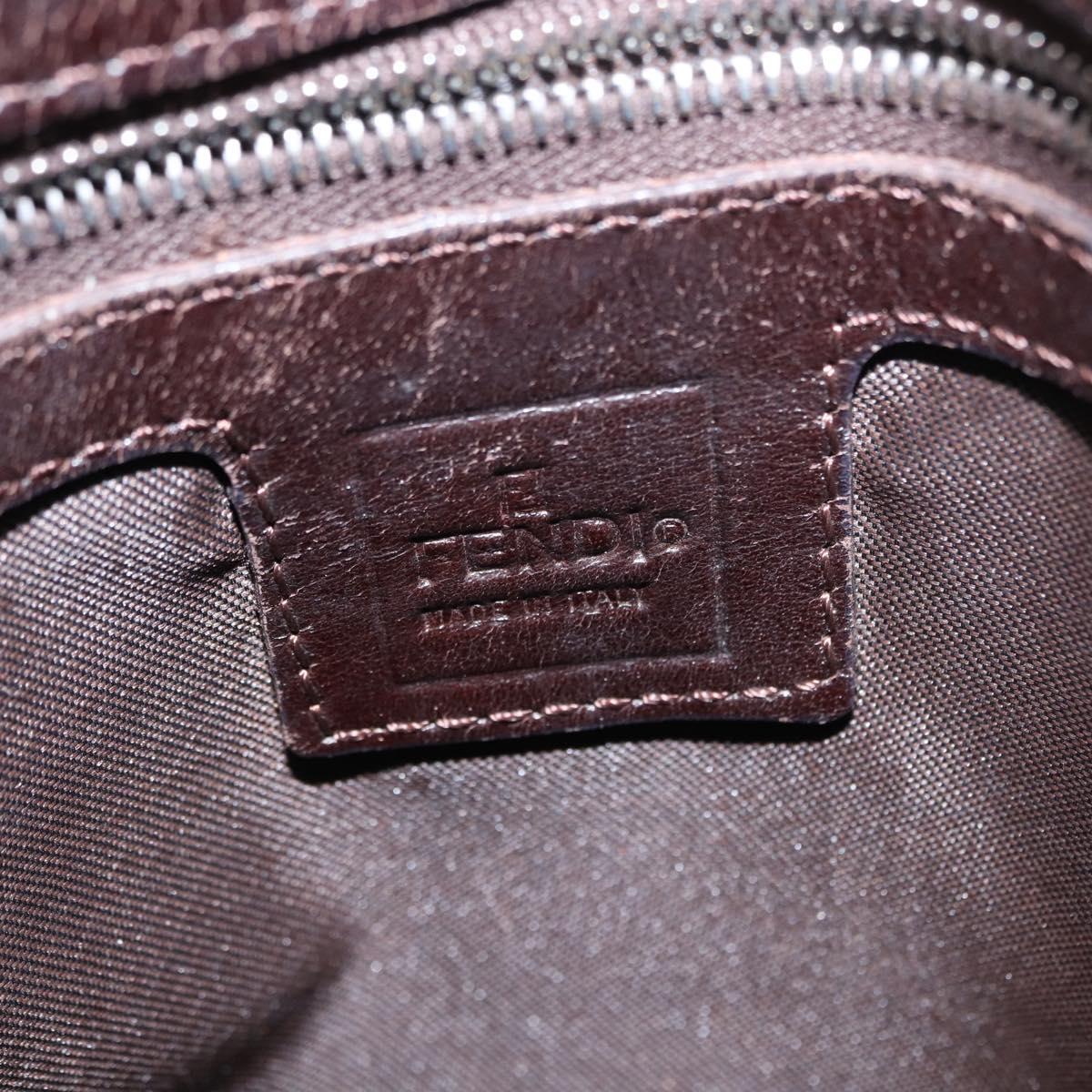 FENDI Zucca Canvas Mamma Baguette Shoulder Bag Black Brown Auth ka126