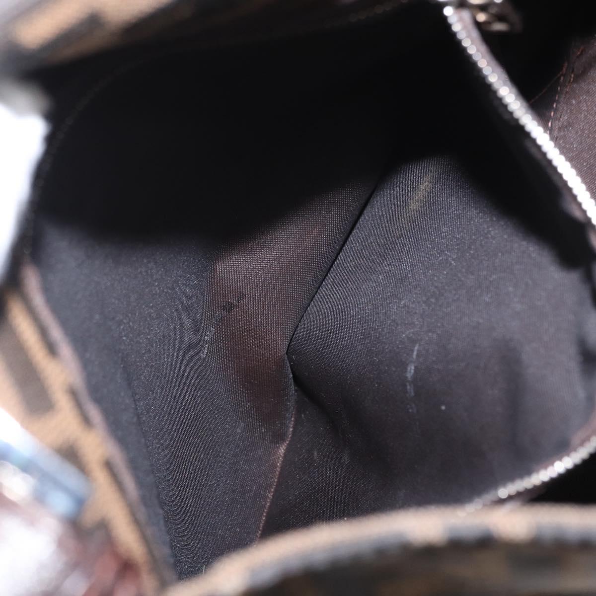 FENDI Zucca Canvas Mamma Baguette Shoulder Bag Black Brown Auth ka126