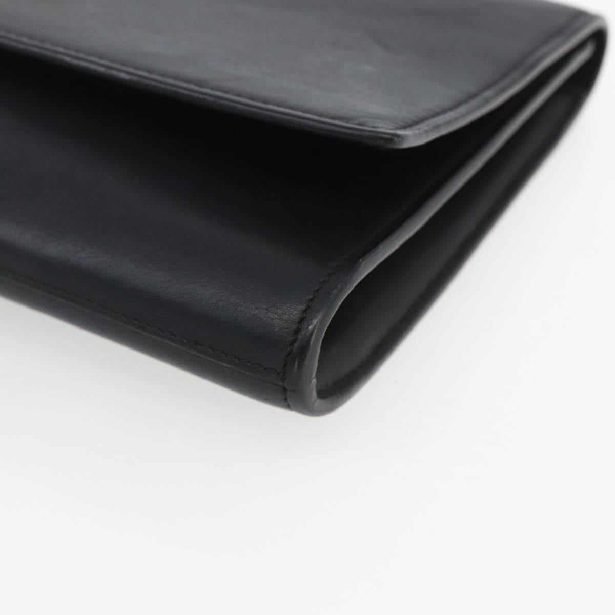 SAINT LAURENT Clutch Bag Leather Black Gold Auth ka1261